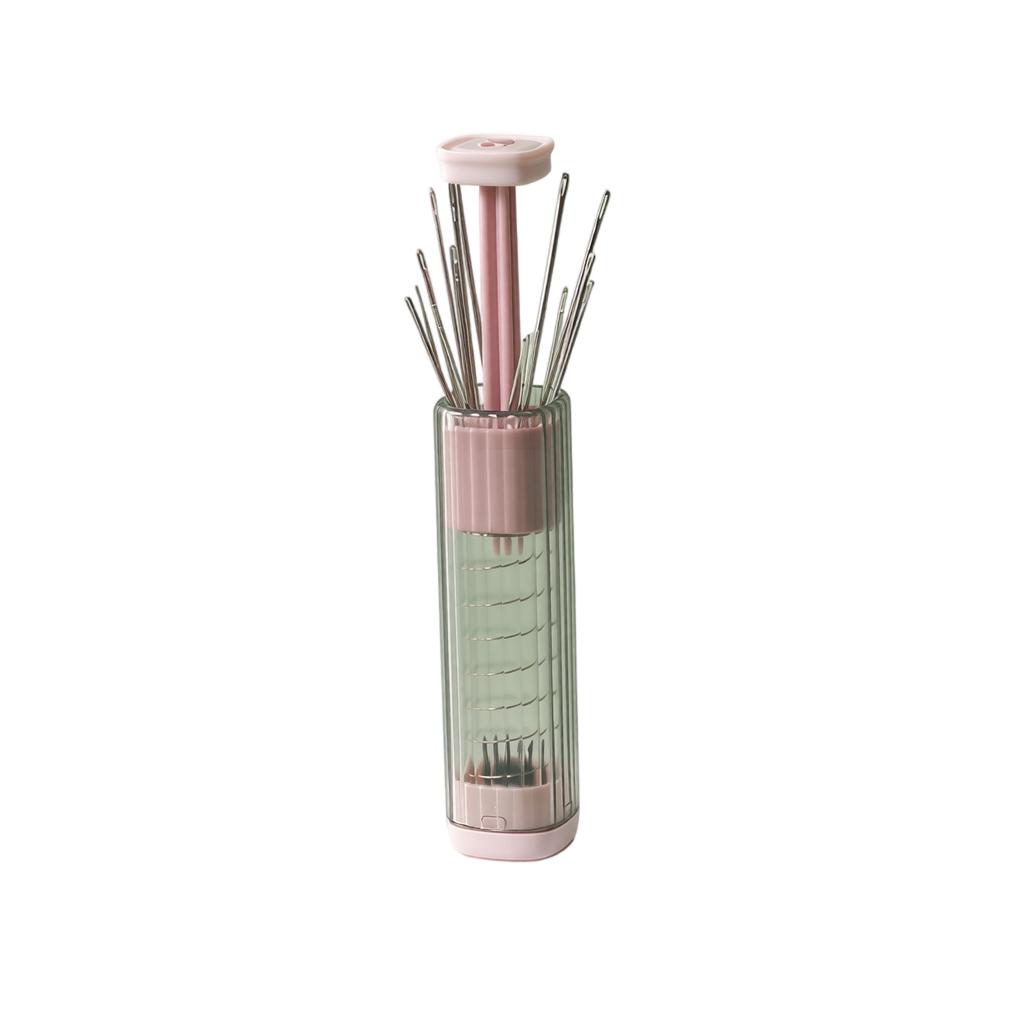 Magnetic Press Storage Needle Case Set with Transparent Container and Stainless Steel Needles for Sewing and Crafting Organization