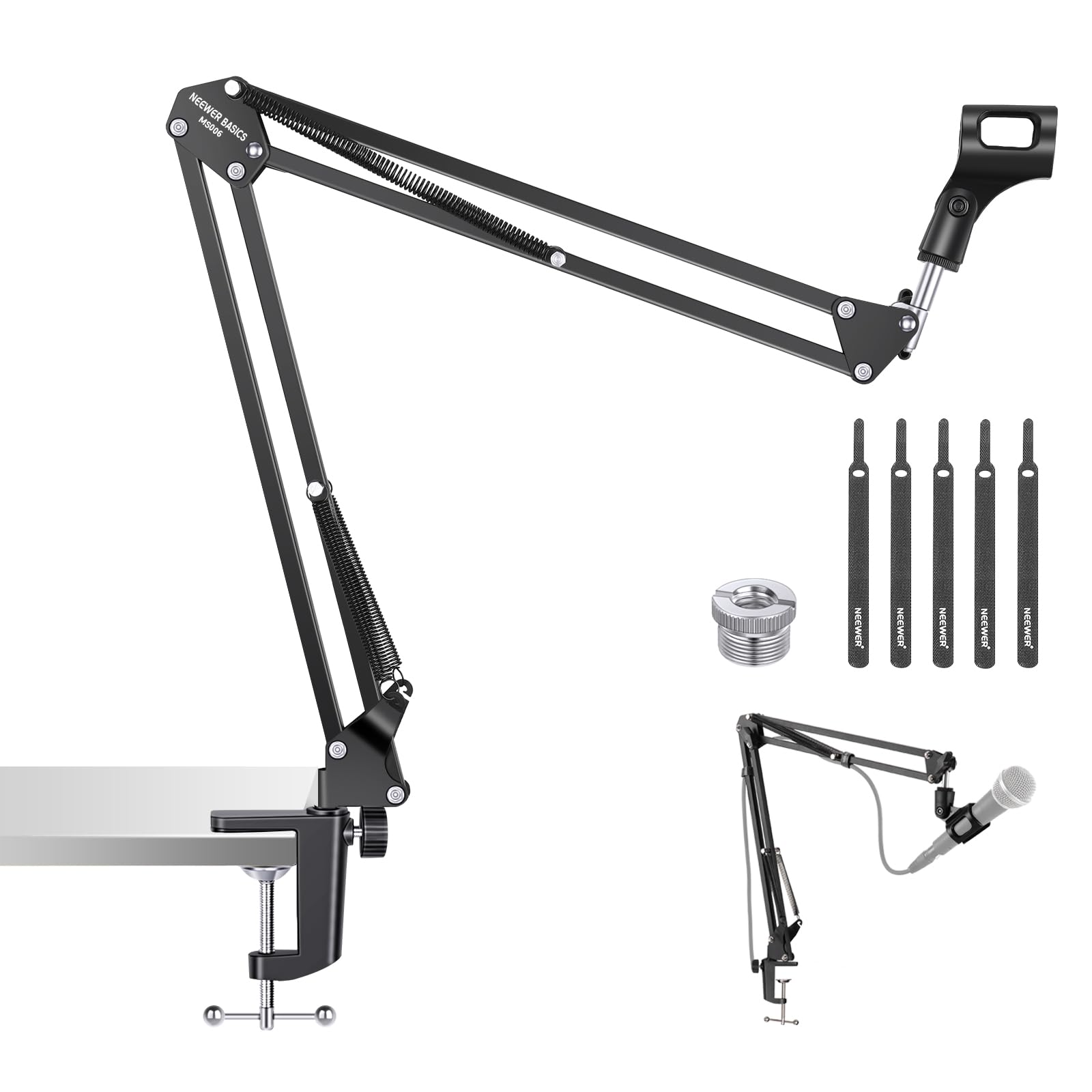 

Neewer Basics Microphone Arm Stand, Microphone Suspension Boom, Desktop Mount with Clip and 38 -58 Adapter, Desktop Microphone Holder, Microphone