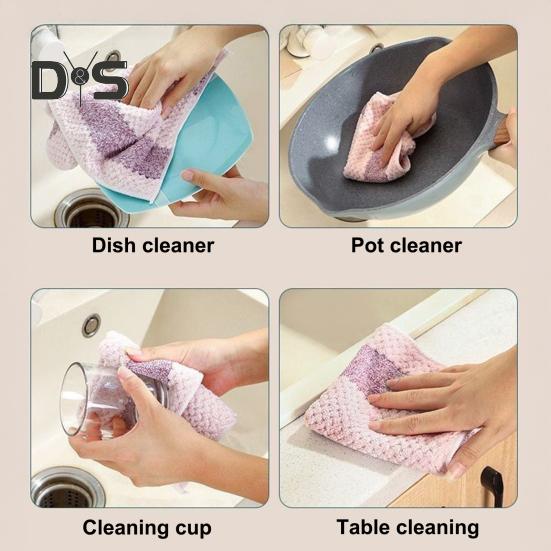 5Pcs/Set Kitchen Towels Super Soft Absorbent Coral Velvet Towels Random Colors Gentle Microfiber Rags