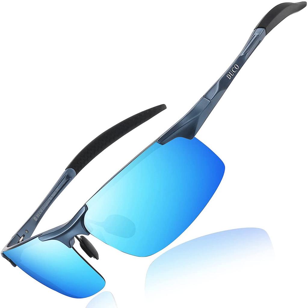 DUCO Polarized Sports Sunglasses with UV400 Made of for and Golf Men's Protection, AL-MG Alloy, Ultra-Lightweight, Driving, Cycling, Fishing, Running,