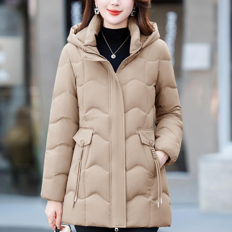 Módní zimní bundy dámské parky s kapucí volné silné teplé dámské dlouhé kabáty