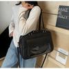 New shoulder bag pleated design trendy tote bag women's casual solid color niche style underarm bag women