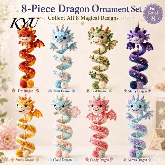 Easy Assembly Dragon Decor DIY Spiral Hanging Ornament Kit, Decorative Art Craft, Family Activity Craft Handmade Crochet Kit for Home Classroom