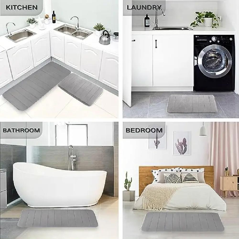 3dílná sada koupelnových koberců, měkká rohožka na nohy, savá paměťová pěna, rychleschnoucí, protiskluzová podlaha, kuchyňská rohožka do sprchy, toaleta