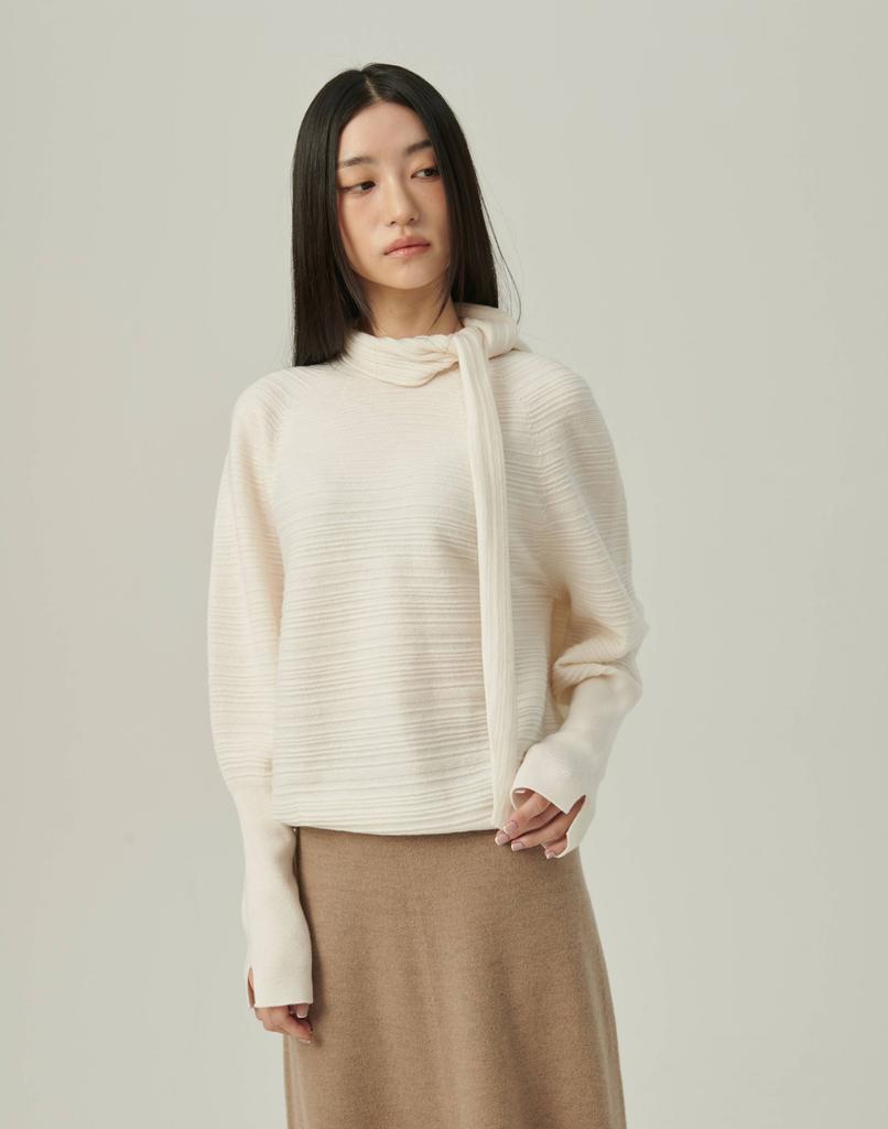 Beiseuseuledeu Horizontal Texture Wool Pullover_Ivory
