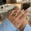 Luxury Fashion Green Zircon Ring For Women Gold Color Shiny Crystal Square Finger Ring Wedding Party Anniversary Charm Jewelry