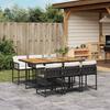 Vidaxl 7-Cz. Garden Furniture Set With Cushions, Black, Poly Rattan