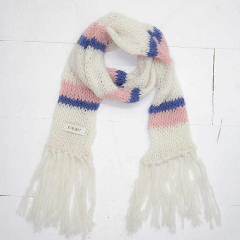 KUSCHELIGSTER Flauschiger Streifenschal [Milch]