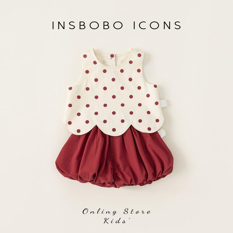 Insbobo Детская одежда 2026 Новый стиль Летний костюм для девочек Детская одежда Летний детский жилет Комплект из двух предметов Beige 90