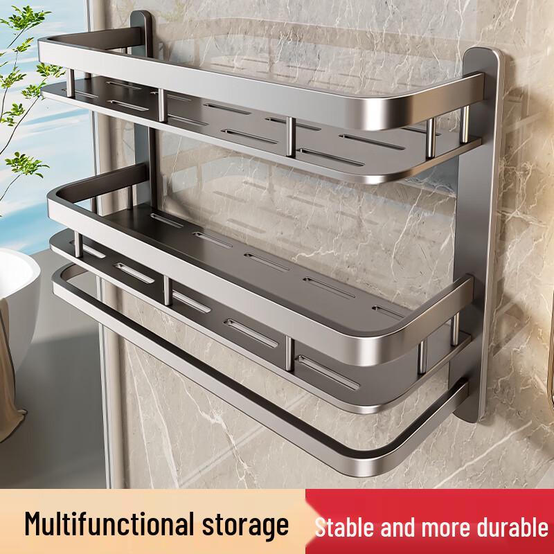 No-Drill Wall-Mounted Bathroom Storage Shelf
