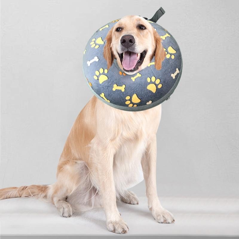 Comfortable Recovery Collar Inflatable After Surgery for Dogs Cats Wound Healing Easy to Eat and Drink Soft Lint