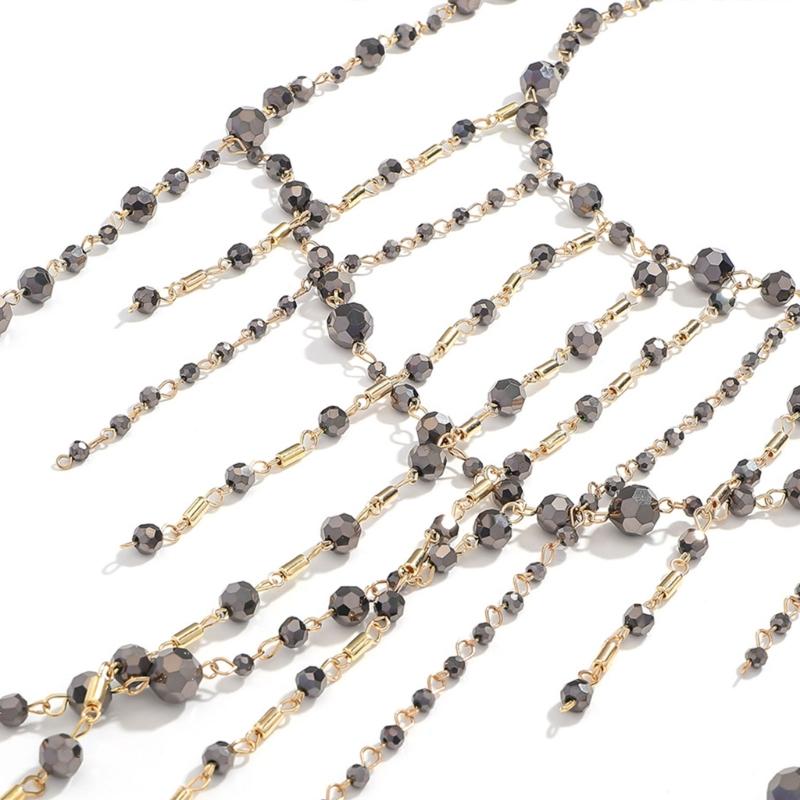 Böhmischer Stil Wasserfall-Halskette Tragbar für Damen mit Mehrschichtigen Perlenquasten Modeschmuck-Accessoires