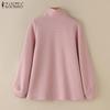 ZANZEA Damen Casual Reißverschluss Stehkragen Langarm Pullover Sweatshirts