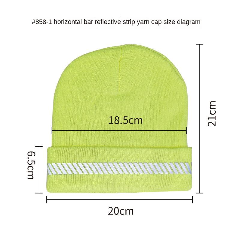High Visibility Safety Beanie Reflective Knit Ribbed Hats Warm Winter Bonnets for Night Running Hiking Cycling