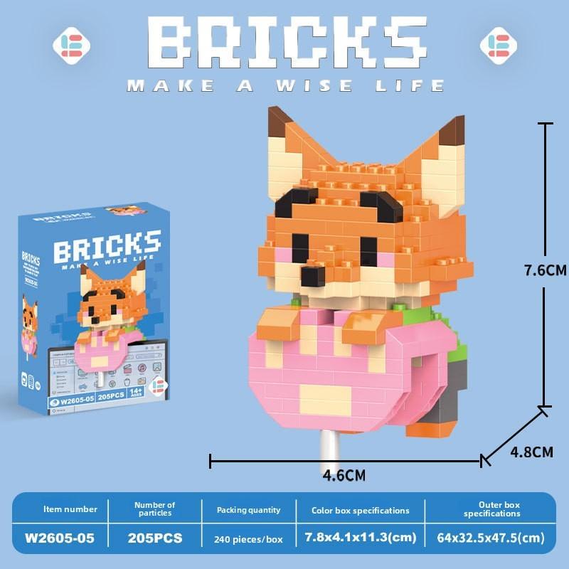 Duck Cartoon Donald Animal Micro Blocks Kids Cognitive Game Domino