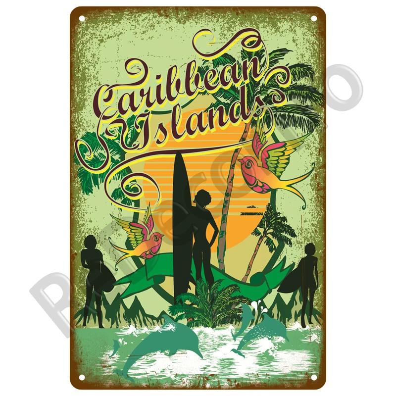 Plaque Metal Sign Beach House Seaside Decorative Plate Vintage Summer Metal Wall Sign Beach Decor For Beach Bar Beach Tin Sign