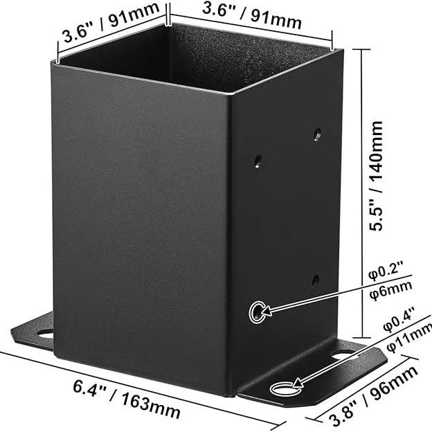 Heavy Duty Steel Fence and Deck Post Bracket Base
