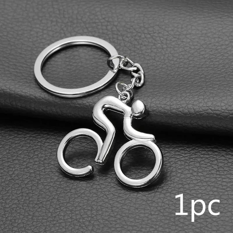 1pcs/2pcs Sport Man Keychain Metal Bicycle Bike Cycling Riding Keyring  Key Chains Hanging Accessories 2024
