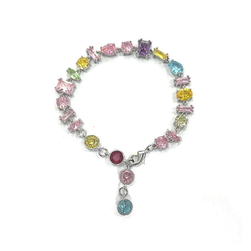 Elegant Multicolor Gemstone Lolita Rainbow Bracelet - Sweet, Versatile, and Sophisticated Gift