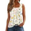 Women's Fashion Casual Basic Pleated Plain Button Square Collar Sleeveless Vest Print Summer Tank Tops