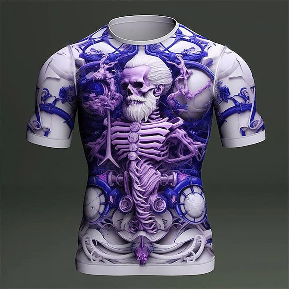 Men T Shirt 3d Print Skull T Shirt Short Sleeved Oversized Streetwear Tees Summer Casual New Fashion Men's O Neck Top Pullover