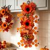 Elegant Multi-layer Maple Leaf Wreath Artificial Fall Sunflower Wall Hanging Garland with Butterfly Autumn Lifelike Butterfly Harvest for