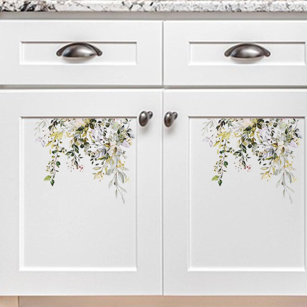 Decorative Wall Home Decor Bathroom Plant Toilet Sticker Wall Decals Flower Leaf Sticker Art Mural