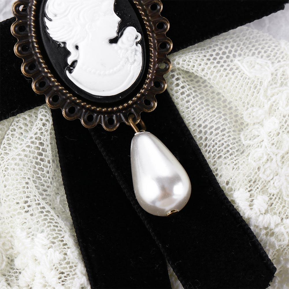 Delicate Wedding Velvet Queen Lady Women Party Pearl Girls Brooch Elegant Lace Brooch Cameo