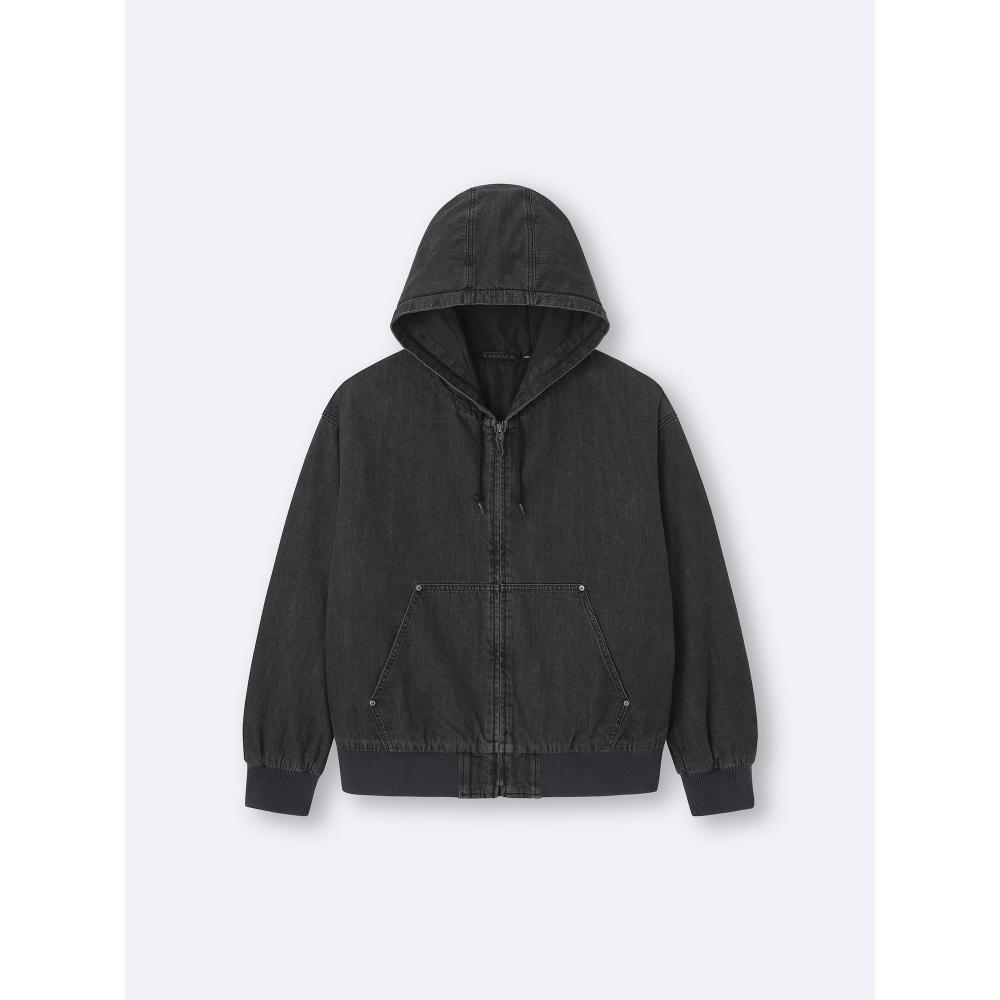 Gu Denim Padded Zip Up Parka