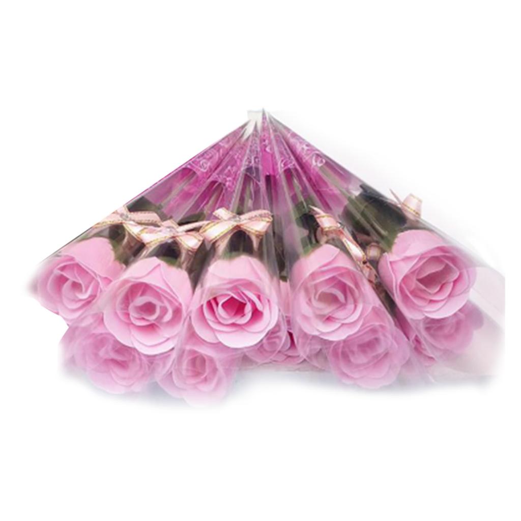 Creative 10 Pcs Single Stem Artificial Rose Soap Made Flowers Decoration Gift