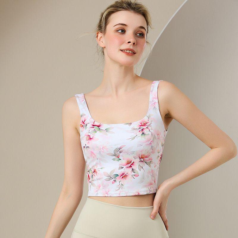 Color Floral Yoga Clothes Vest Nice Sports Bra Strap Chest Pad Beauty Back Breast Holding Workout Underwear Bra