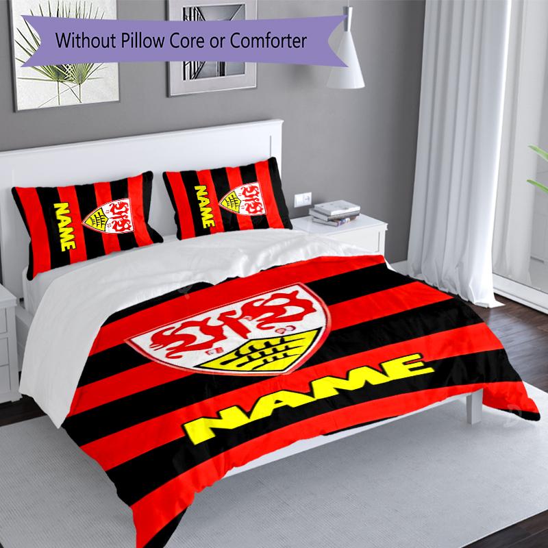 3pcs Custom Name VfB Stuttgart Bedding Set,Includes 1 Duvet Cover and 2 Pillowcases,All-season Bedroom Decor