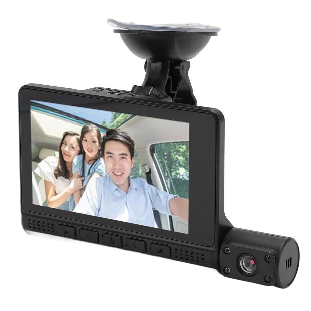 3 Channel Dash Cam Rotatable 1080P Full HD 4in IPS Touch Screen Motion Detection Loop Recording