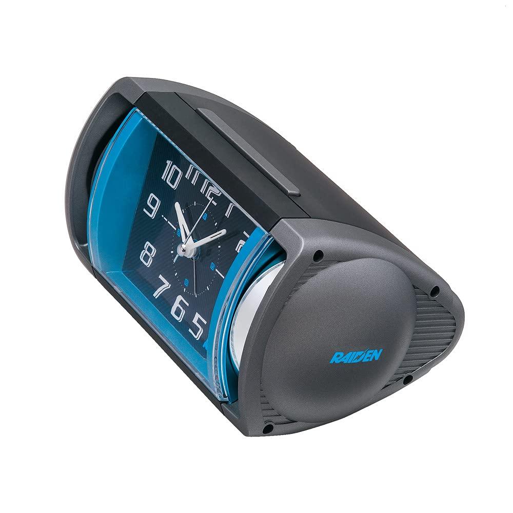 Seiko Clock Analog Alarm Loud Bell PYXIS Black with some blue metallic 94 x 178 x 109 NR447L Clock, Sound, RAIDEN, accents, mm,