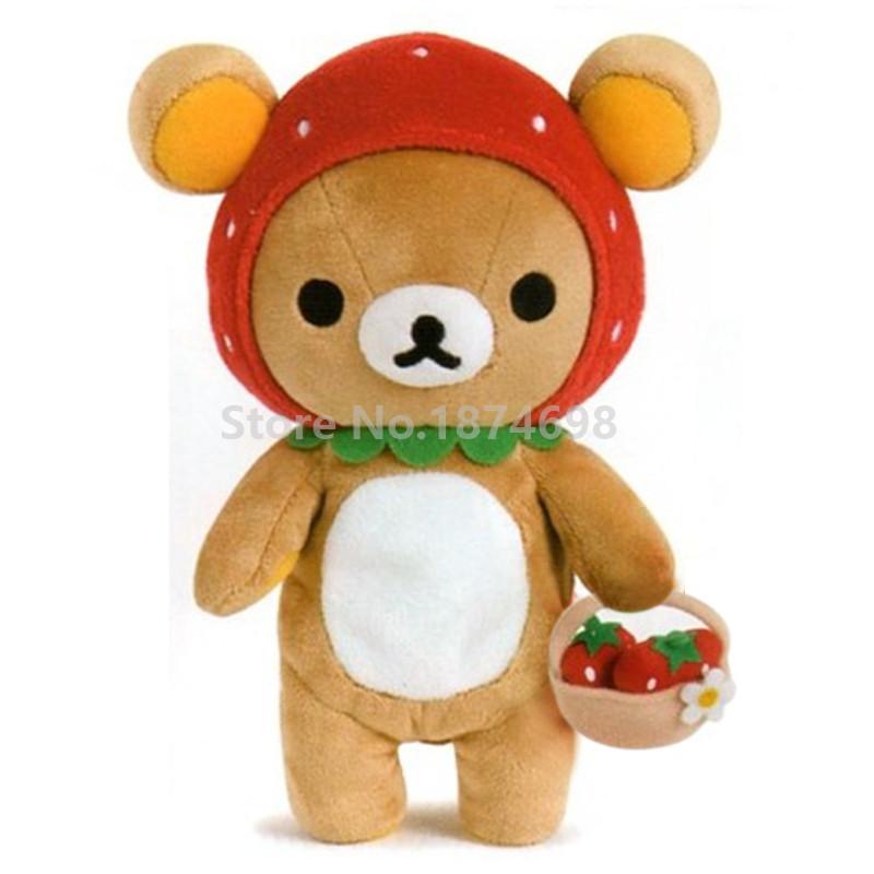 

Новый милый медведь Rilakkuma Cos клубника, большая плюшевая подушка, детские игрушки, куклы, подарки для маленьких девочек, 32 см