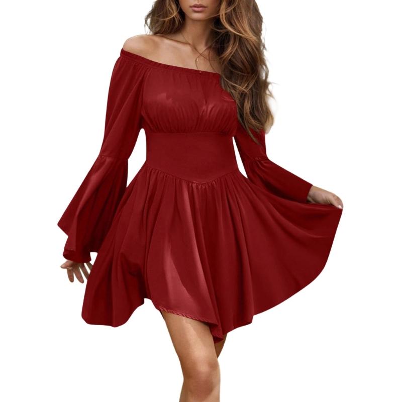 Renaissance Costume Women Medieval Pirate Corset Dress Off Shoulder Bells Sleeve Fairys Dress