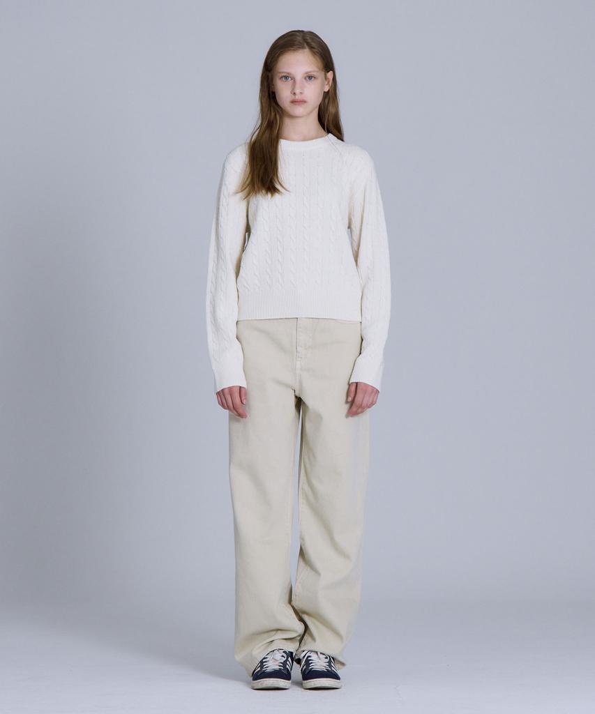 BASIC HOUSE [2Pack] Women'S Cable Round Neck Crop Knit 2-Pack (5 Colors) Lykt7201