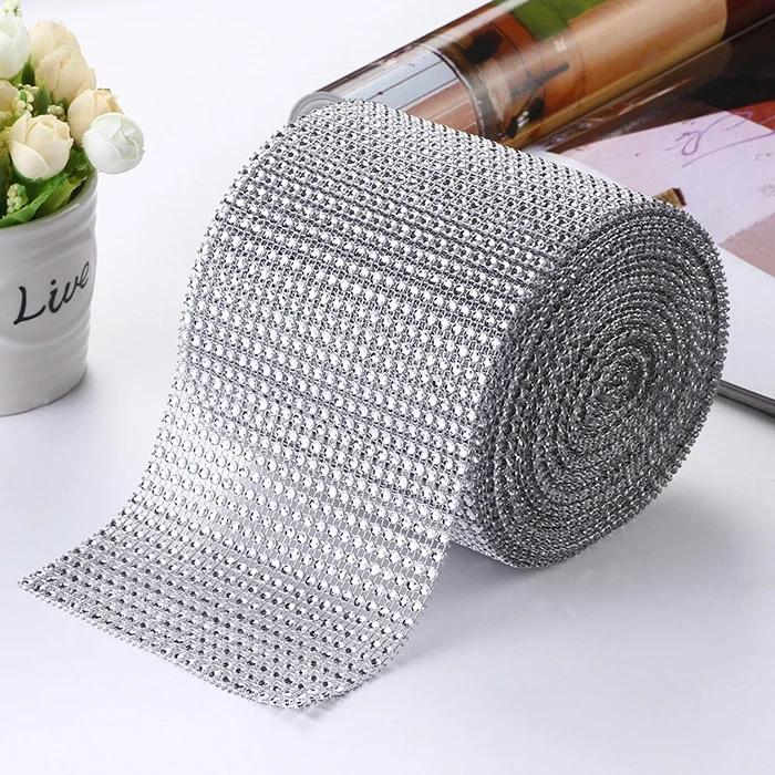 

1 Yard Black Color Sparkle Rhinestone Crystal Diamond Mesh Wrap Roll Ribbon 1 yard срібний