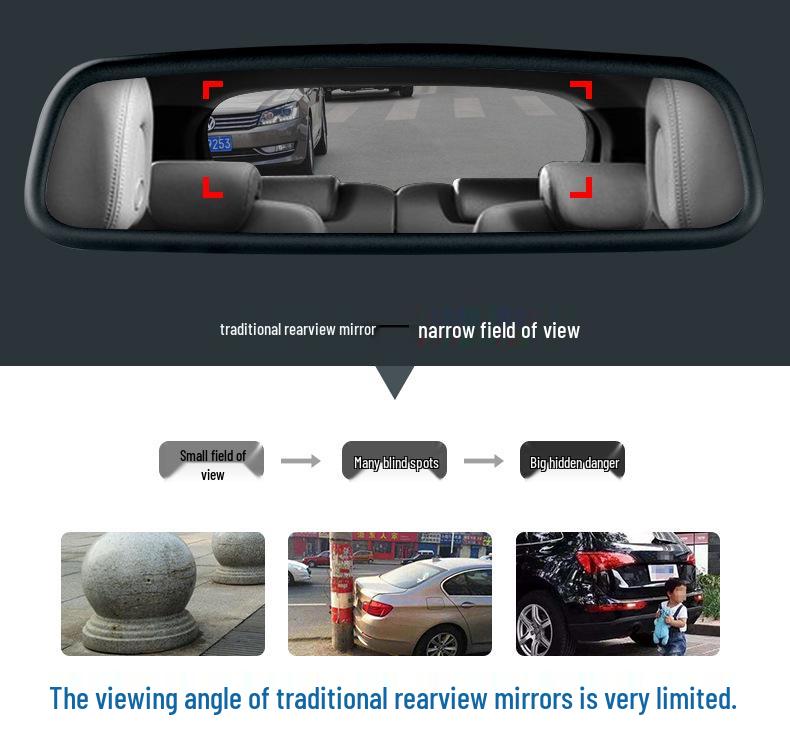 10" HD Dash Cam with Night Vision & Reversing Camera - New Streaming Media Rearview Mirror Recorder.