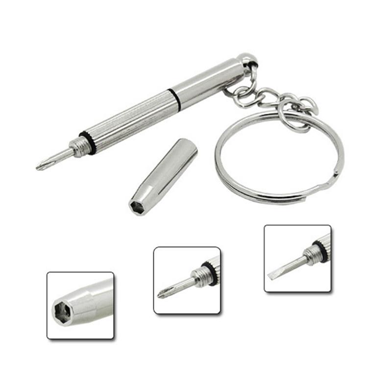 2Pcs 3 In 1 Mini Screwdriver Keychain Glasses Phone Watch Screw Repair Tool
