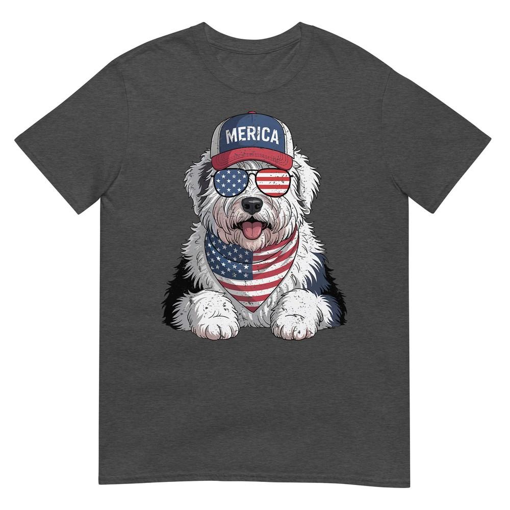 Old English Sheepdog 4th Of July Us American Flag Patriotic Tshirt