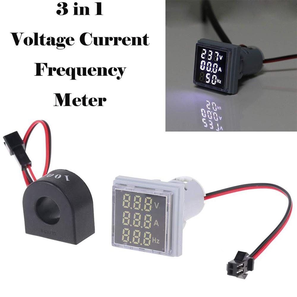AC 60-500V 110V 220V Ammeter Voltmeter HZ Hertz Frequency Meter 22mm Digital Current Voltage Amp Signal Light LED Lamp Indicator