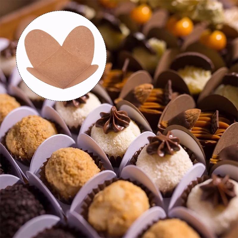 50pcs Chocolate Wrappers Paper Truffle Trays Kraft Cardboard Chocolate Tray Chocolate Partition Paper Dessert Bases