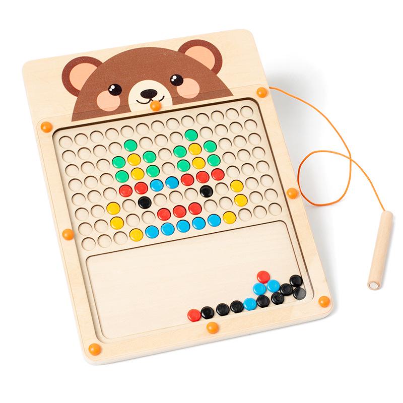 Children's Wooden Magnetic Maze Puzzle & Drawing Board - Early Education Toy with Magnetic Pen Control