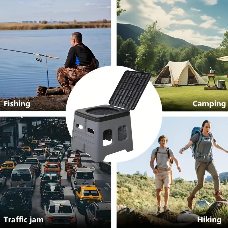 Portable Folding Toilet for Camping, Travel & Emergency Use - Odor-Resistant, Durable PP Material, Compact Design with Lid
