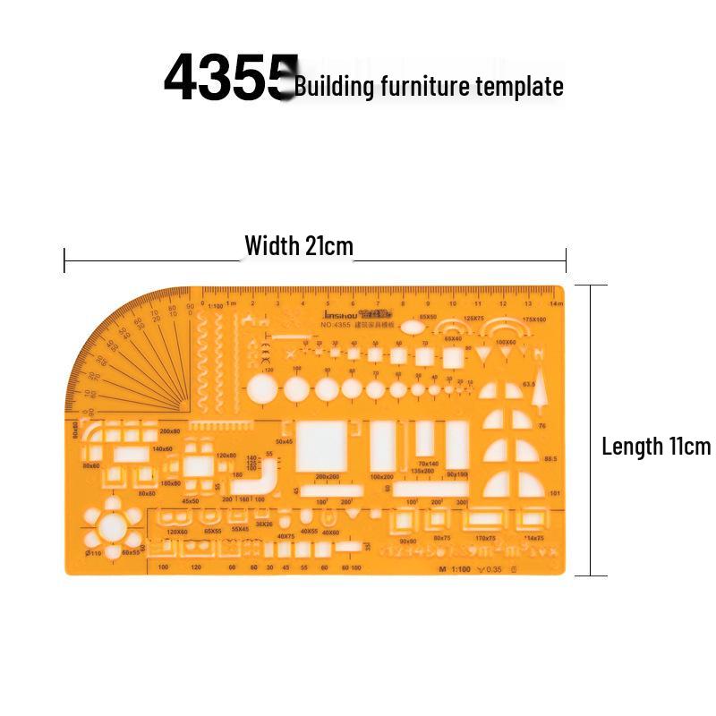 Multi-Function Drawing Template Ruler for Circles, Ellipses, Furniture, Architecture, Geometry, Mathematics, and Interior Design.