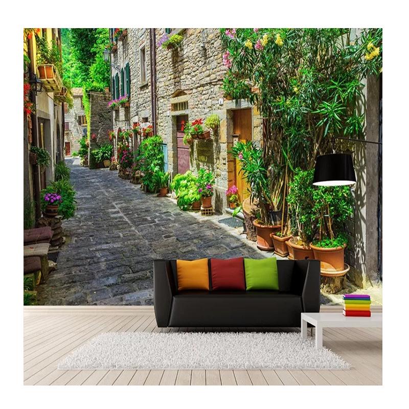 European 3d Wallpaper Town Street Mural Modern Spatial Expansion Living Room Backdrop Wall Mural Decor