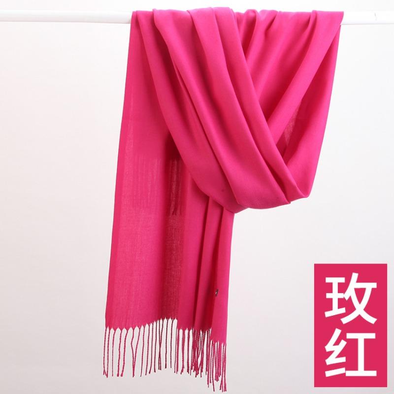 Scarf women's autumn and winter high-end sense new solid color warm scarf versatile red cashmere shawl