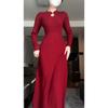 Back Toast Dress Morning Robe Female Bride Improved Cheongsam Engagement Dress Red Knitted Banquet Dress