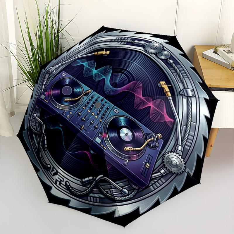 DJ Gear Harmony pattern umbrella, portable and foldable design, 8 ribs, a casual accessory for Halloween, Christmas, and birthday gifts.